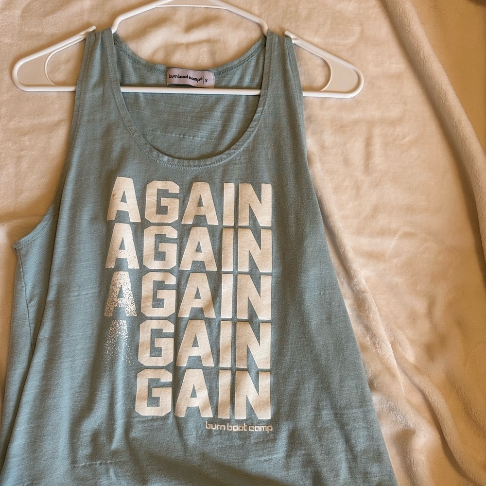 Blue Tank Top with White Text